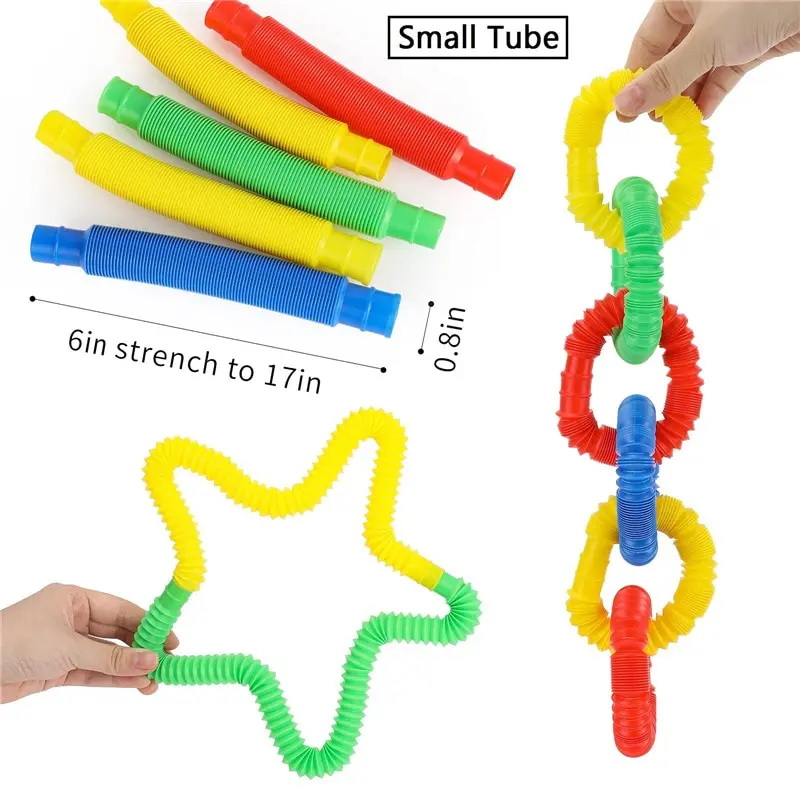 8/16/24 Pcs Colorful PopTelescopic Tube Stretching Corrugated Tube Children Adult Stress Relief Toy