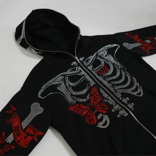 Men Clothes Fashion Hoodies Cool Butterfly Skeleton Zipper Tops Coats 1