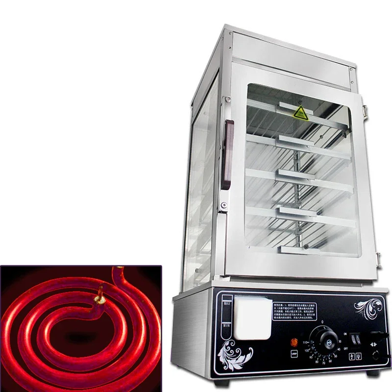 HX-500H Commercial Steamed Bun Xiao Long Bao Machine Desktop Large Capacity Steaming Cabinet Glass Buns Mobile Heating Cabinet