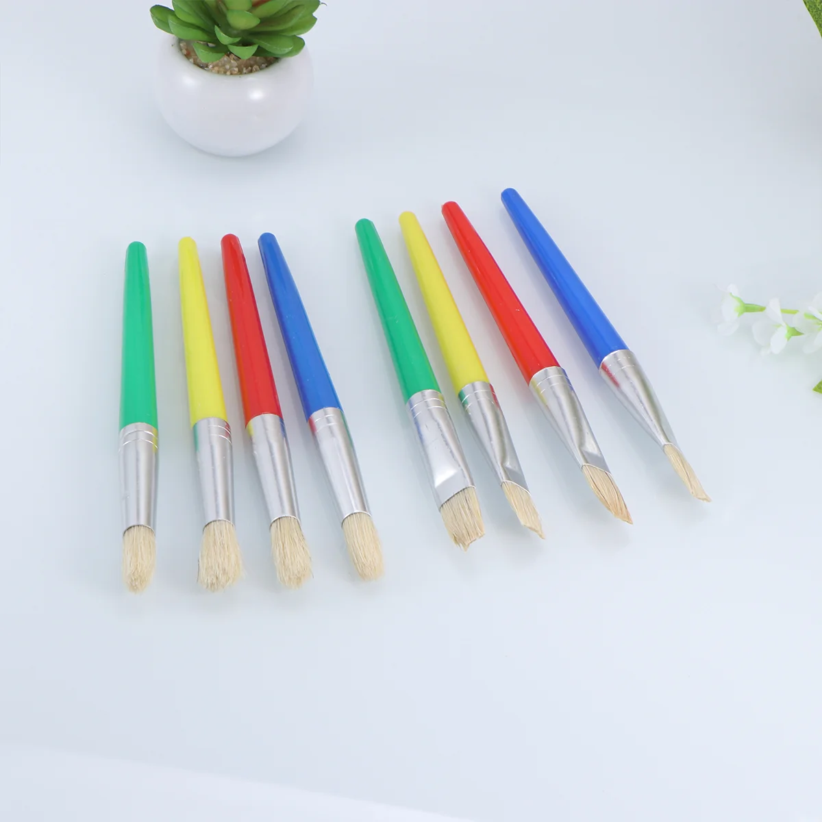 

8Pcs Set Premium Durable Paintbrushes Nylon Hair Set Non- Artist Supplies Artist for Oil Watercolor Painting ( Flat and Round )