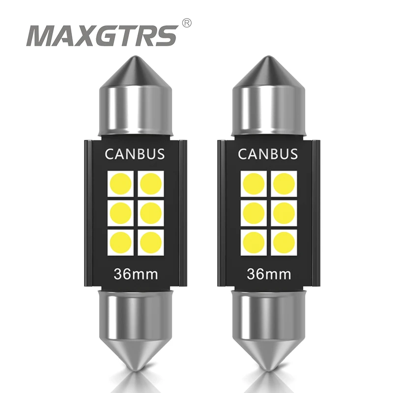 2x Blue 41mm Festoon LED CANBUS Bulbs – C5W Dome & Number Plate Light – 12PCS 4014 SMD