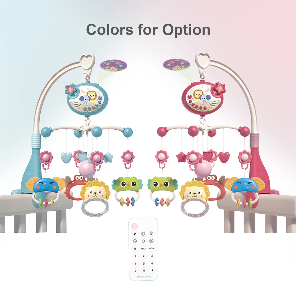 Cute Baby Crib Mobile with Music Lights Star Projection Hanging Rotating Toys Baby Crib Toys Infant Bed Decoration baby toys,musical hanging toys