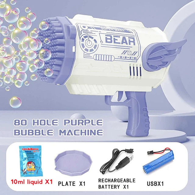 76 80 Hole Gatling Bubble Machine for Children Automatic Bubble Gun with Light Electric Bubble Maker Toy For Kids 3