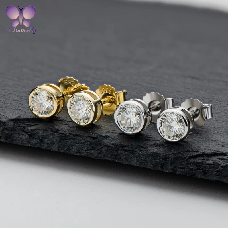 

AButterfly 925 Sterling Silver 0.5-1.0Ct Round Moissanite Earrings Very Beautiful Women's Wedding Fine Jewelry Quality Assurance