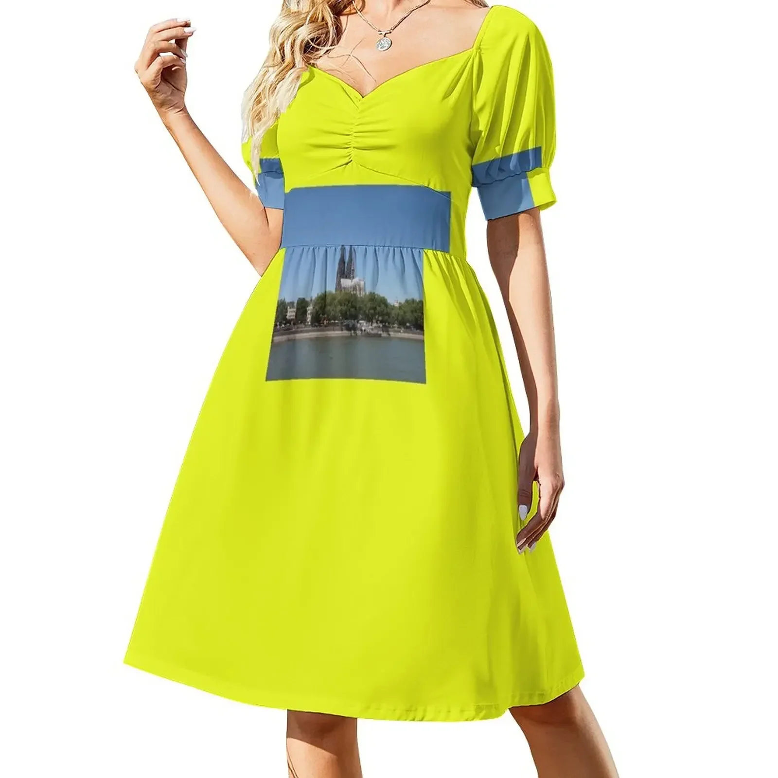 thumbnail image 1 of Vestido de manga corta Catedral de Colonia Desde el Rin Ropa de verano para mujer Vestido mujer, 1 of 7