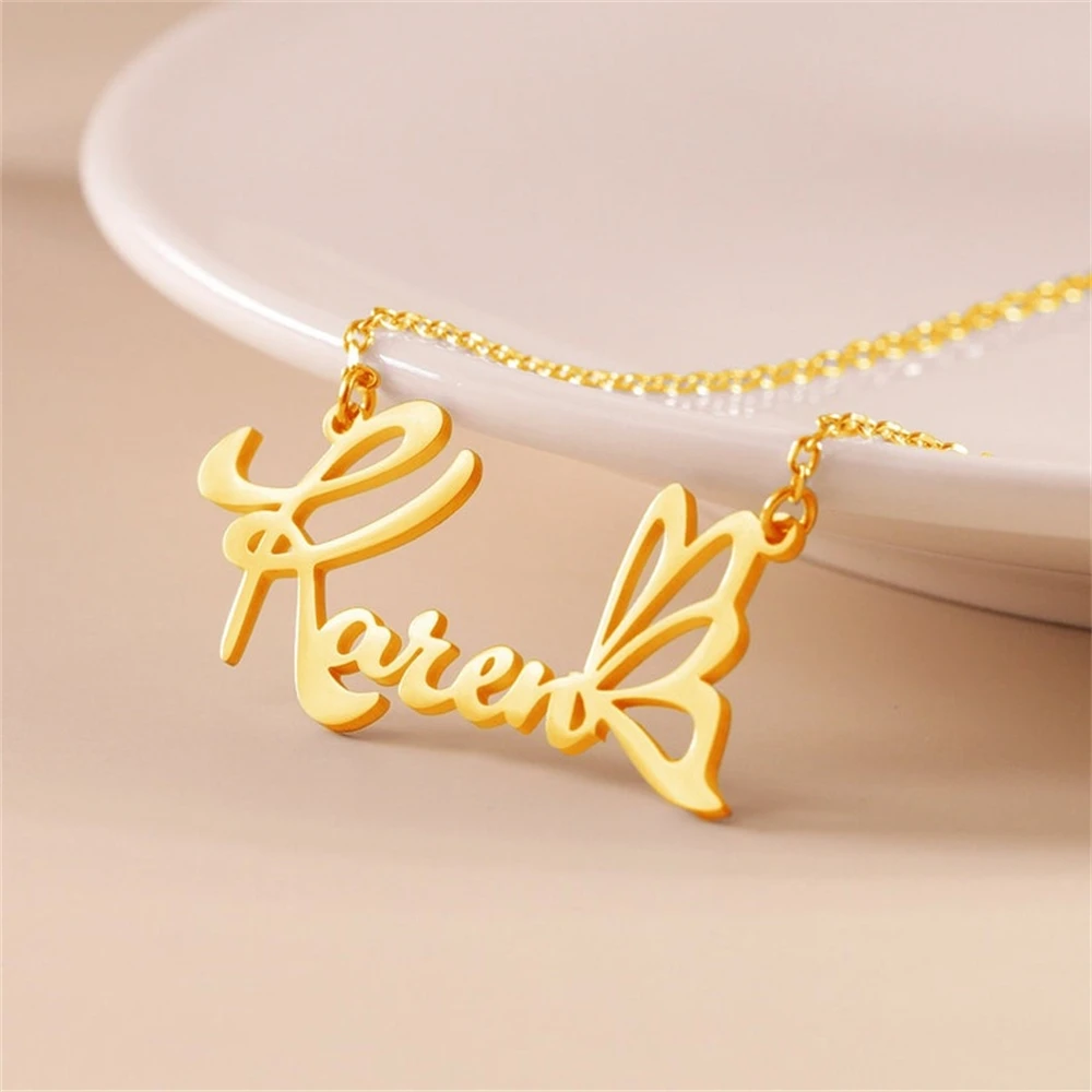 

Cute Butterfly Necklace For Women Custom Name Choker Necklaces Personalized Jewelry Clavicle Chain Collier Girls Gift