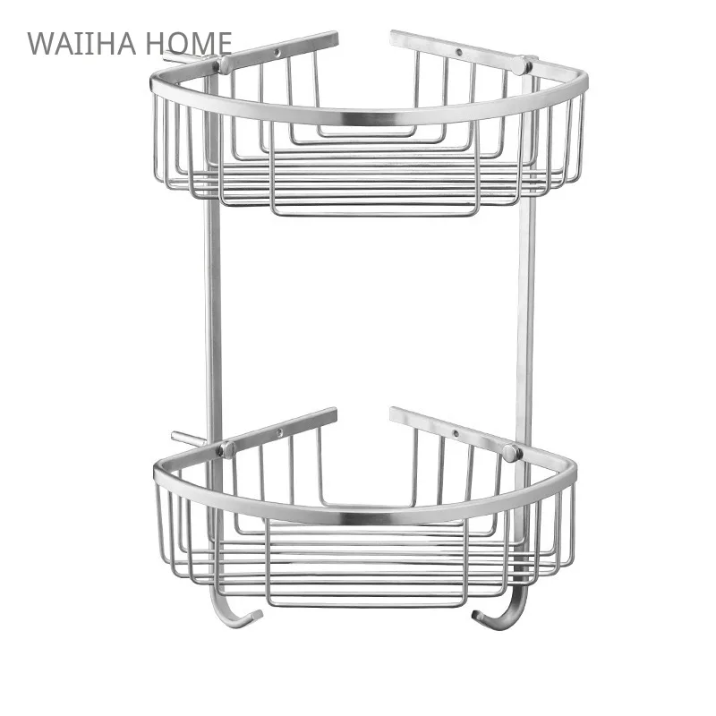 304 Stainless Steel Bathroom Storage Rack Corner Triangle Basket Bathroom Wall-mounted Storage Shelf Bathroom Accessories 4