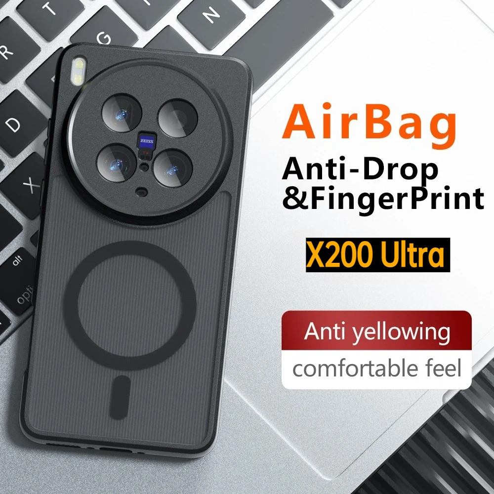 Magsafe Shockproof Matte Case with Wireless Charging and Magnetic Hard Bumper Cover