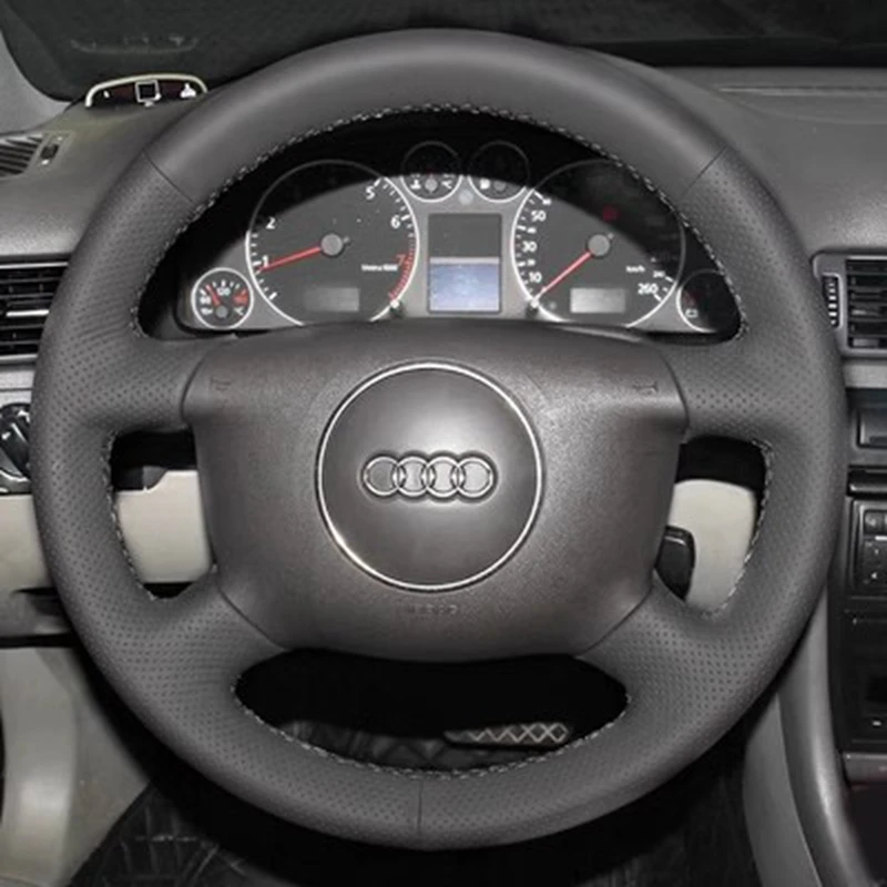 Braid Car Steering Wheel Cover For Audi A8 (D2) S4 A6 (C5) Audi A2 (8Z) A3 (8L) A4 (B5 B6) Microfiber Leather Car Accessories