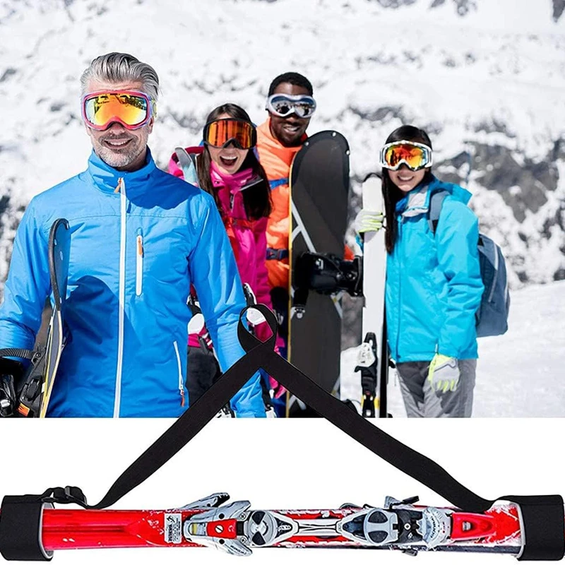 Newest 2/1PC Nylon Adjustable Ski Handle Strap Bag Skiing Bag Adjustable Pole Shoulder Hand Carrier Lash Straps Porter Hook Loop 4