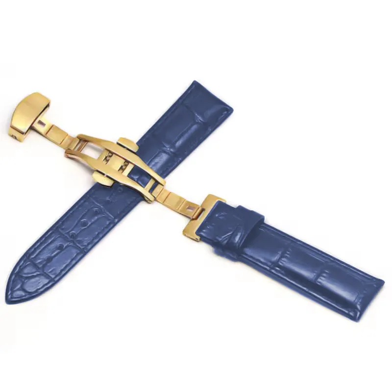 Premium Genuine Leather Watchband with Steel Pin and Butterfly Buckle
