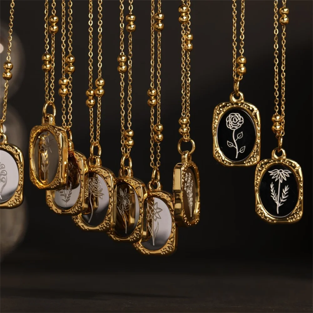 

NCEE Fashion Design Flower Pendant Necklace Stainless Steel Plated Gilded Birthday 18K Gold Women Jewelry Party Gift Collar
