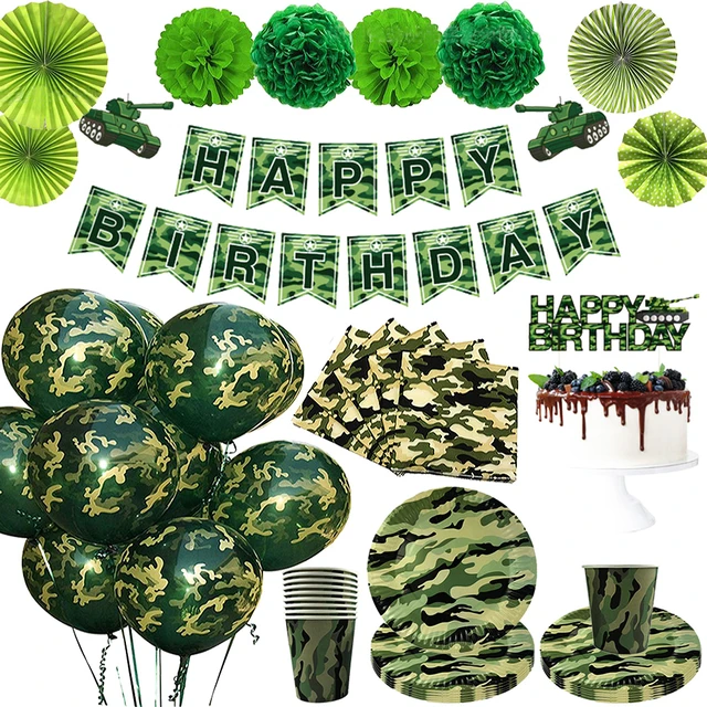 Ballon camouflage en latex vert de l'armée, décorations de fête à thème  militaire, fournitures de fête d'anniversaire pour enfants, garçon, 10  pièces - AliExpress