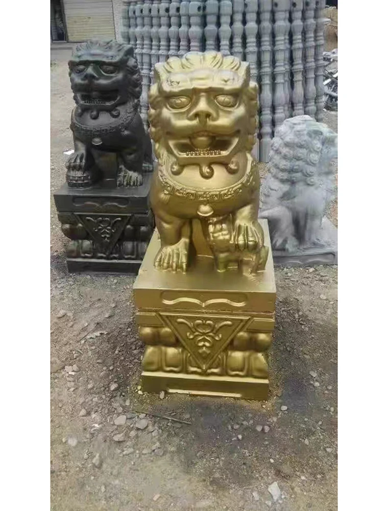 Cement lion mold lion sculpture door decoration 1.2 meters high town house seeks good luck and avoids evil