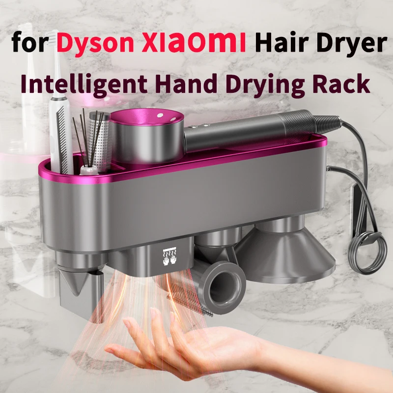 Hair Dryer Holder, Blow Dryer Hanger Wall Mount Compatible for Dyson Supersonic and XIAOMI, H501, Automalic Hand Drying 3