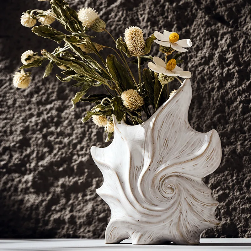 CAPIRON Ceramic Conch Vase Modern Minimalist Home Design Ornaments Mantel Bookshelf Living Room Desktop Decoration Accessories 4