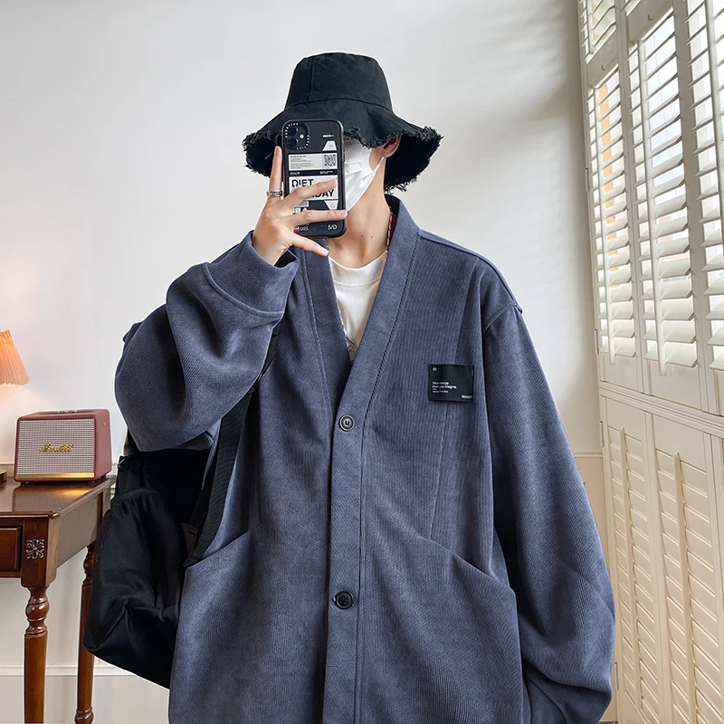 Streetwear Men&lsquo;s Sweater Japan Style Plus Size 7XL Man Sweatercoat Fashion Loose Tops Casual Single Breasted Clothes sweater coats knitted sweater coat