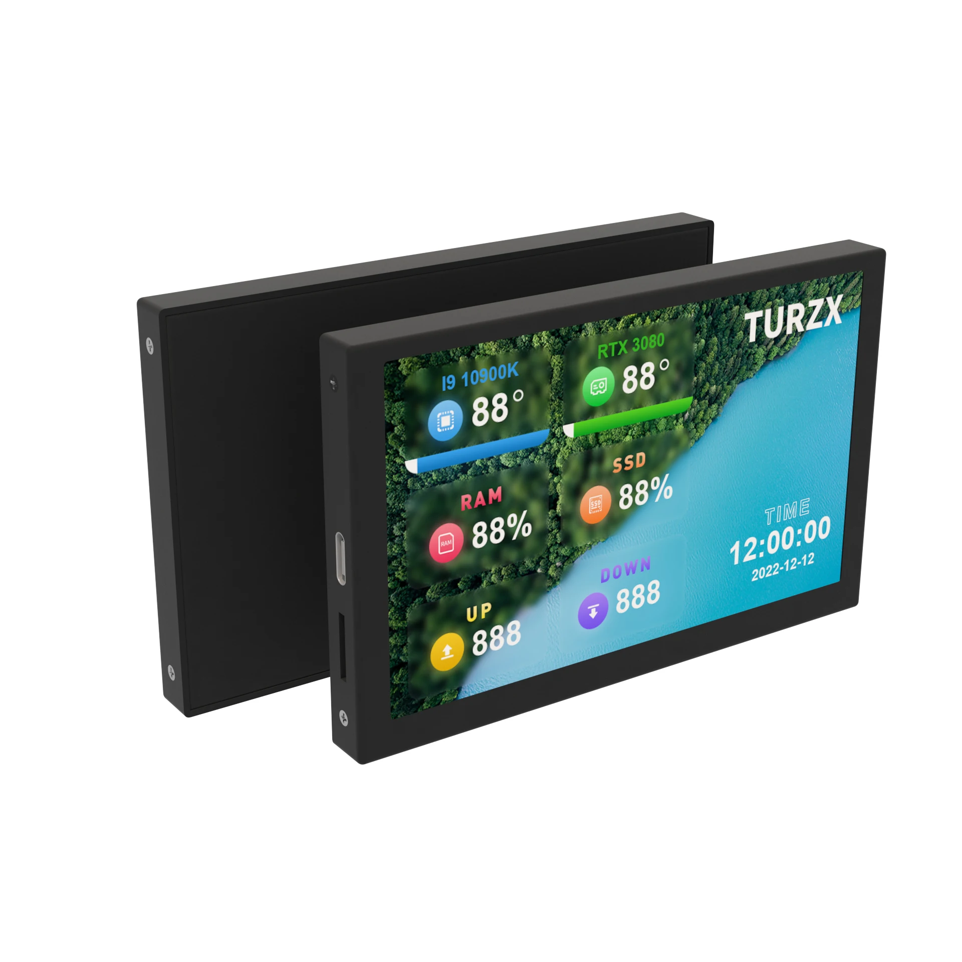 Nvarcher Polegada 800*480 Ips Display Lcd Monitor Aida64 Usb Vertical Sub-tela tipo c Suporte Dinâmico Fundo de Alumínio Escudo - Imagem 5