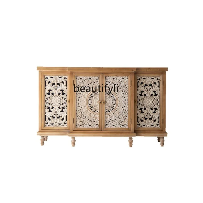 

Solid Wood Complete Vintage Sideboard Cabinet Bed & Breakfast Locker Distressed Living Room Decoration Entry Door Hall Cabinet