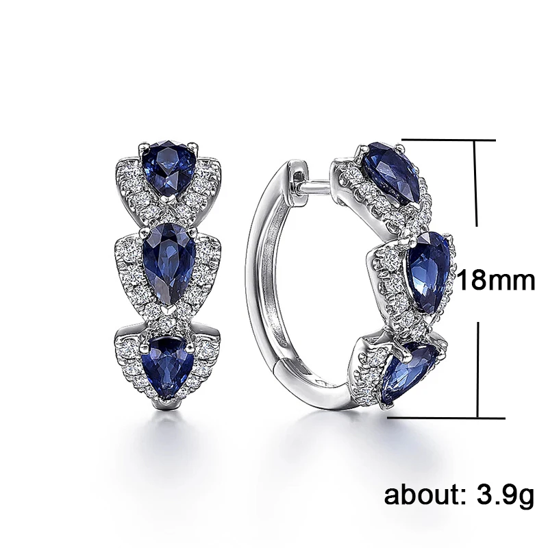 Huitan Trendy Blue/White Cubic Zirconia Hoop Earrings New