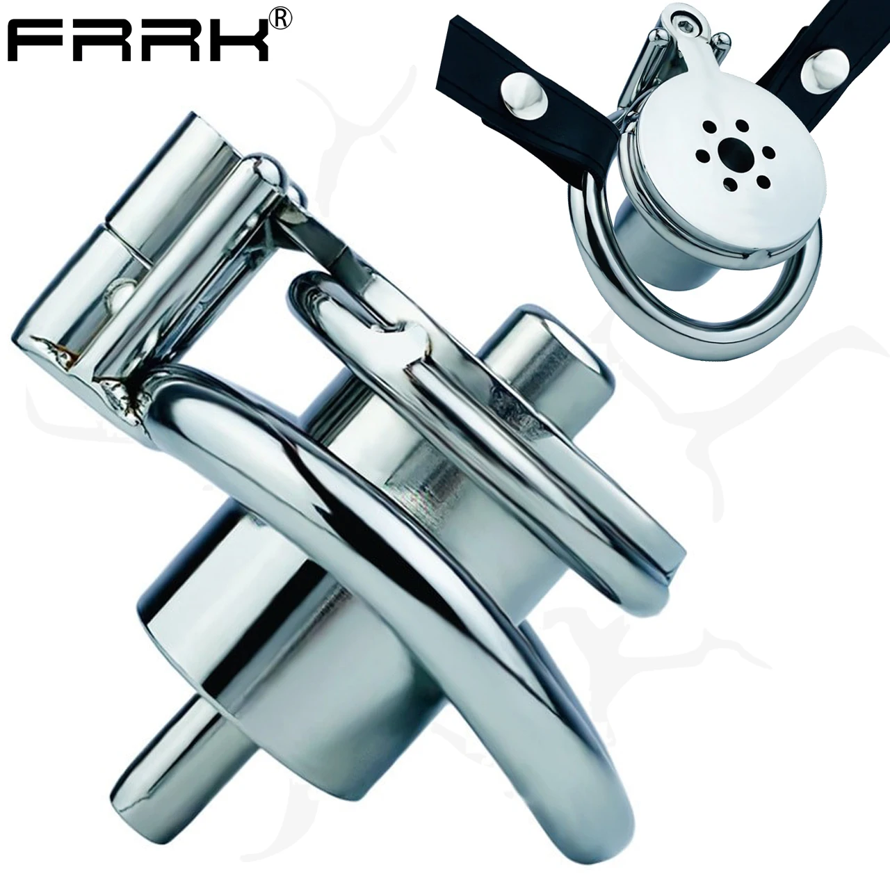 FRRK Negative Urethral Cylinder Inverted Male Chastity Cage Metal Penis Ring Screw Lock Cock Sex Toys for Men Femboy Sadism