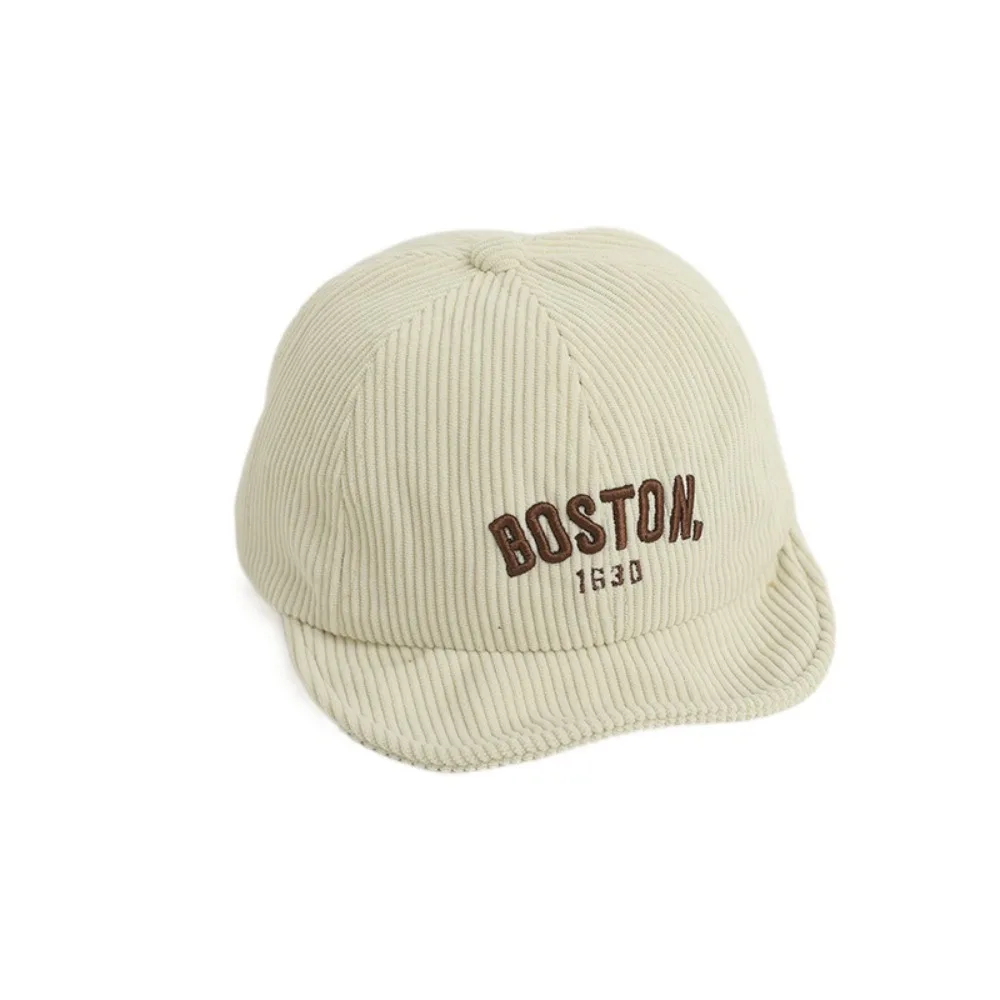 Corduroy Breathable Kids Cap with Embroidery Design