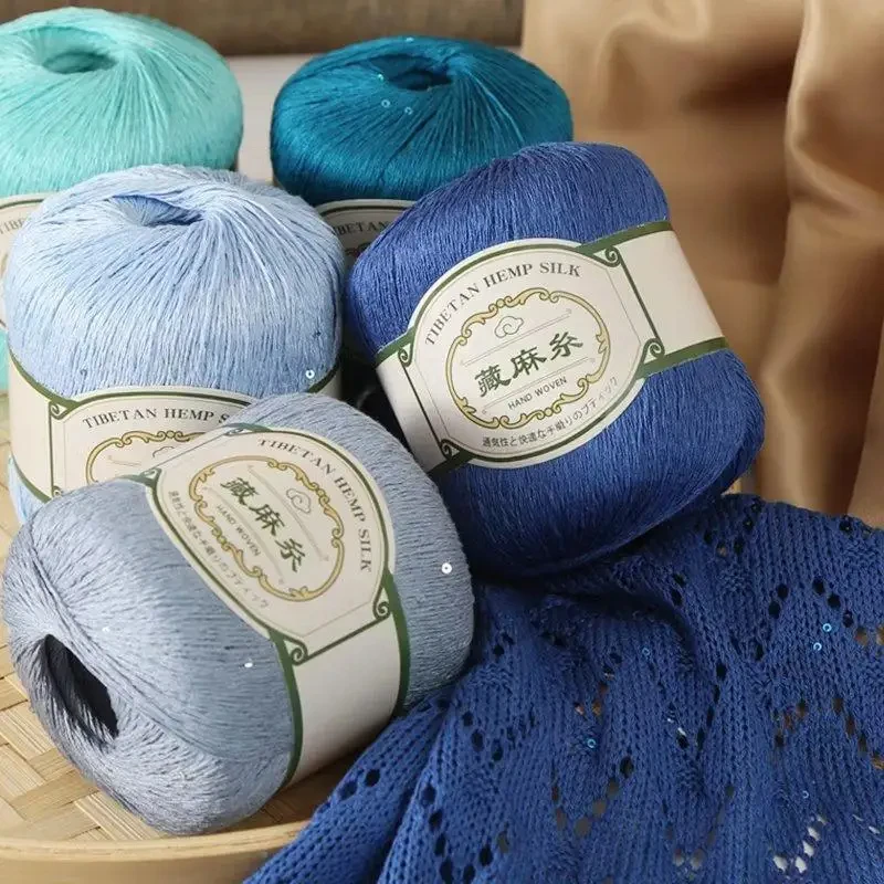 50g/roll Sequin Linen Yarn Lace Thread DIY Hand Knitted Summer Short Sleeve Shawl Soft Clothes Bag Crochet Knitting