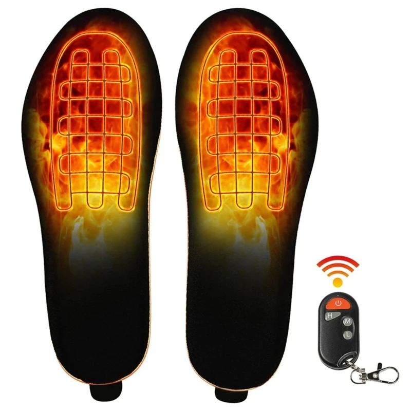 

Winter Electric Heated Shoe Pads with Remote Control Rechargeable Foot Warmer Wireless Heated Insoles 3 Heat Settings for Hiking