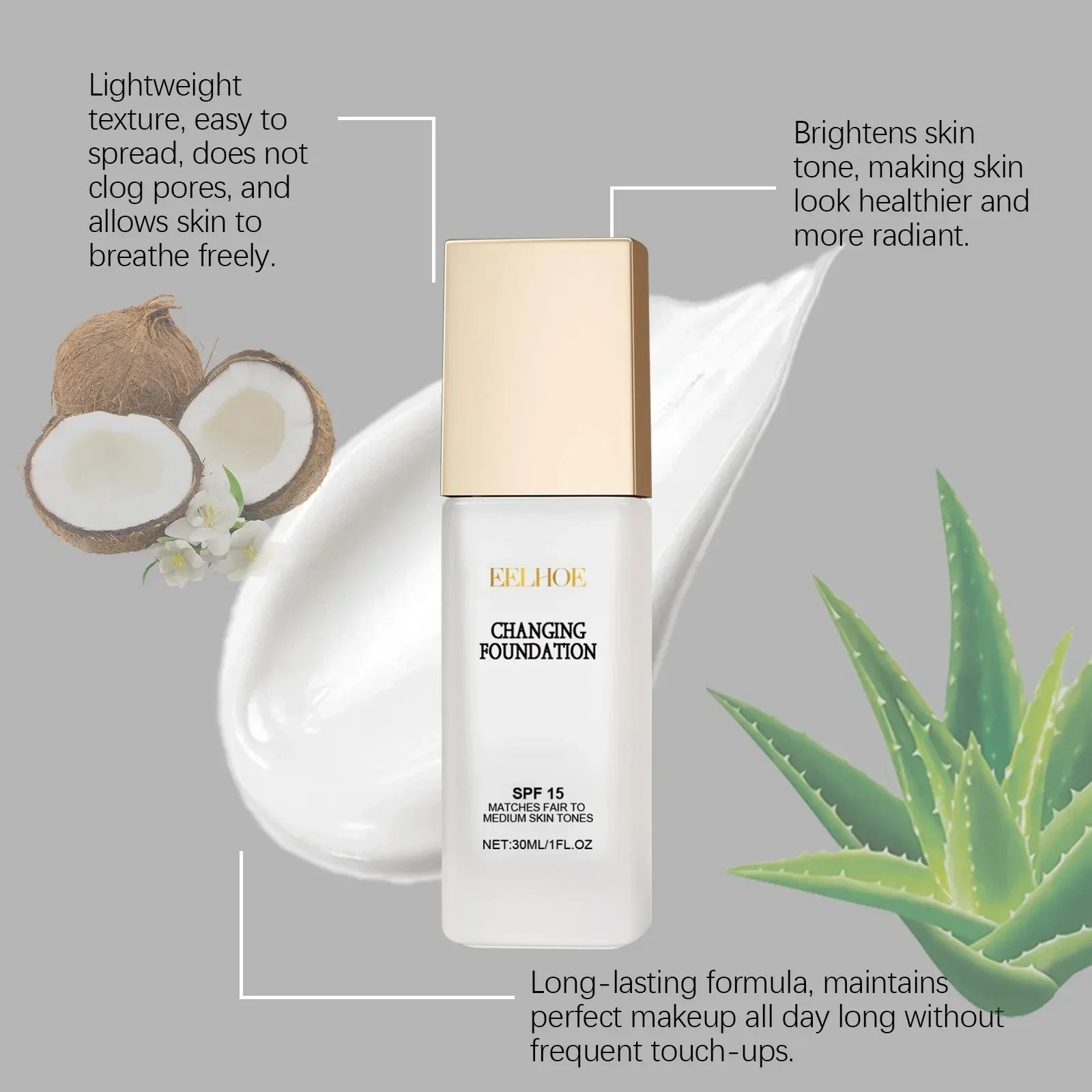 Liquid Foundation Waterproof Foundation Colour Change Foundation Spf 15 Oil Control Waterproof Sweatproof Matte Moisturizing Face Makeup Full Coverage