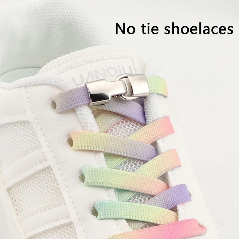Flat Elastic Shoe Laces Com Sem Gravata, Upgrade, Bloqueio De Gancho