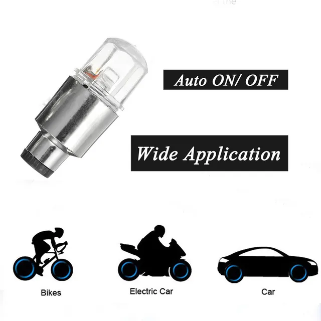2PCS Motorcycle Hot Wheel Spoke Light LED Bicycle Neon Valve Light Car Tire Caps Flash Lamps