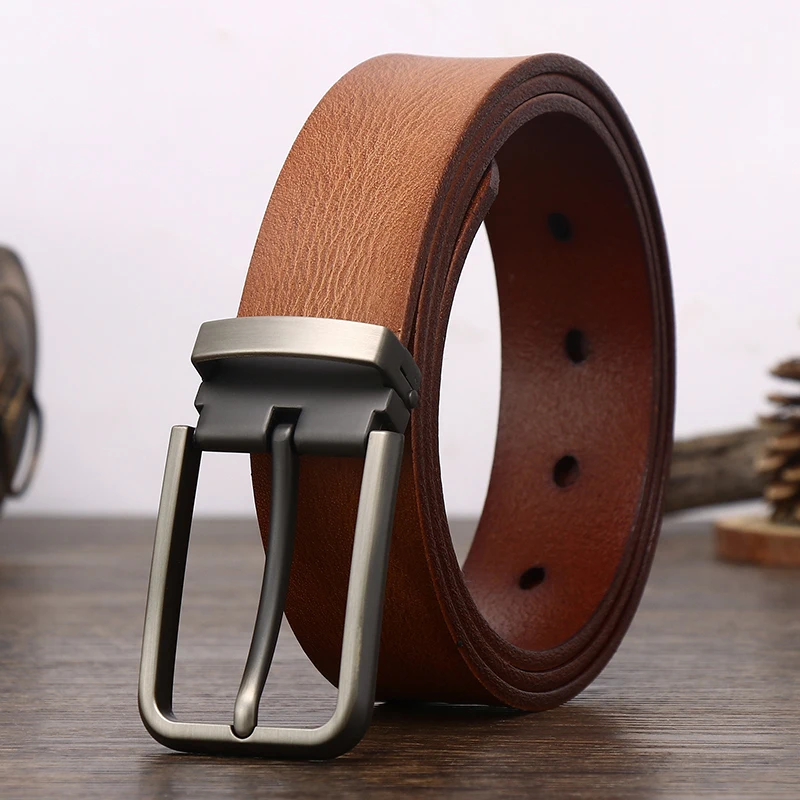 Mens Belt Cowhide Top Layer Students Retro Western Genuine