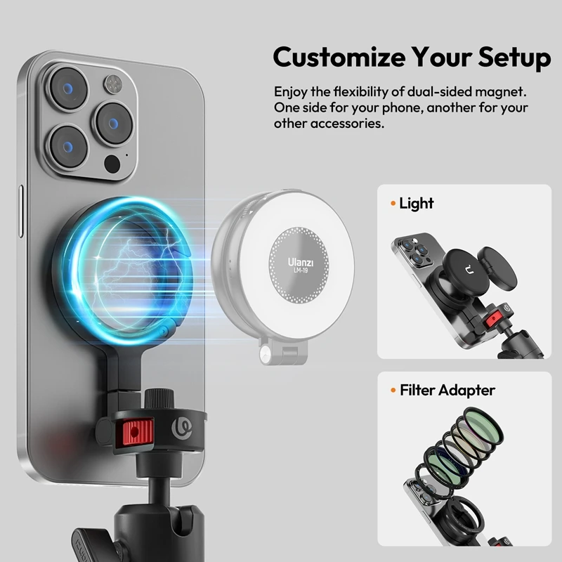 Ulanzi MT30 Magnetic Flexible Tripod for Photography Phone Camera 360° Adjustability Ballhead Wrappable Legs Tripod Outdoor Vlog