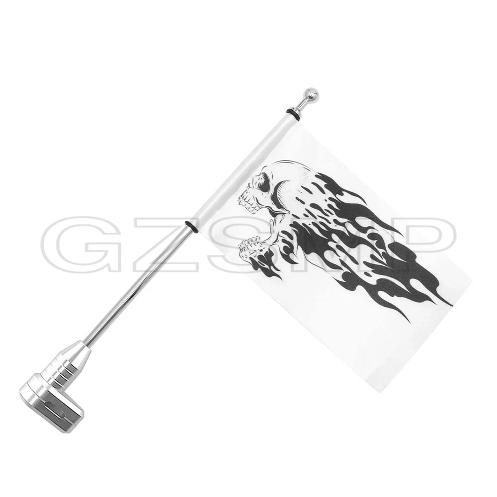 fit For Honda Goldwing GL1800 2001-2011 GL1500 GL1200 Motorcycle Aluminum Rear Mount Luggage Vertical Flag Pole Skull Flag