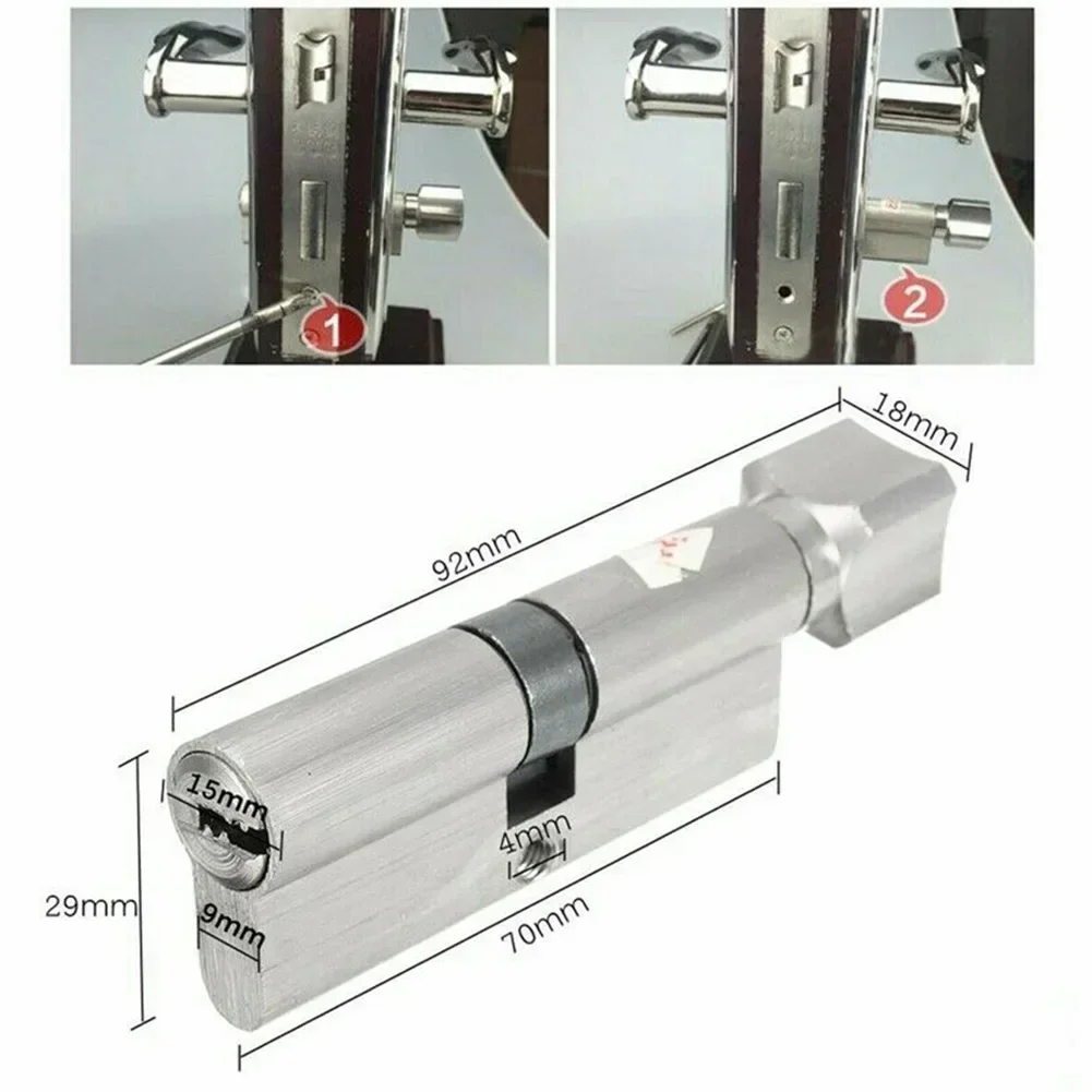 Euro Cylinder Door Lock, Anti Pick Mechanism, Construction, Thumb Turn for Easy Operation, Complete with 3 Keys, Silver Tone