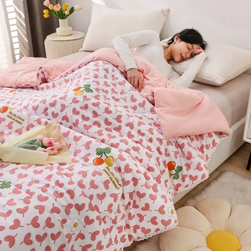 가정용 얇은 이불 이불 인쇄 이불, 성인용 퀼트 담요, 어린이 방 침대보, 여름 