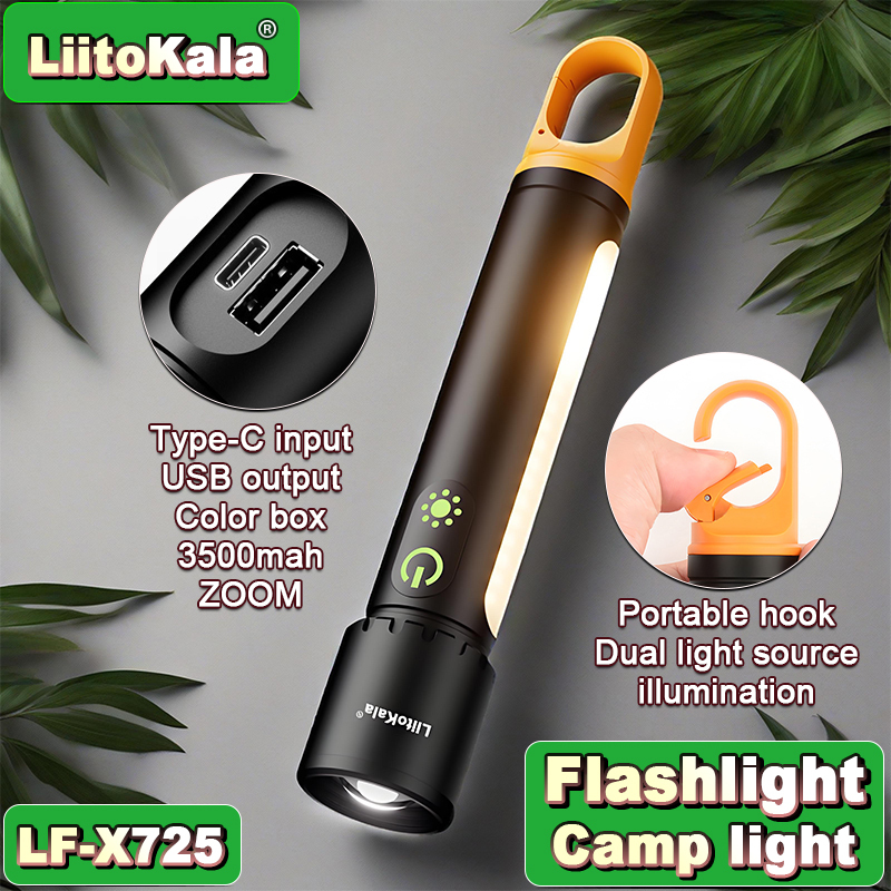 10W Rechargeable LED Flashlight, 3500mAh Battery Type-C, IPX4 Waterproof, SOS/Strobe/Red Light, Compact 20cm, 6-20H Use