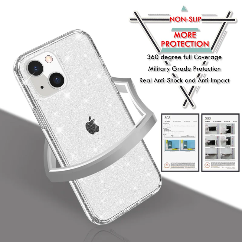 Super Hard 6FT Protection Transparent Glitter Case for iPhone 17 Pro Max/16/15/14/13/12/11/XR/8 Plus/SE 2 Shiny Sparkle Cover — view 4