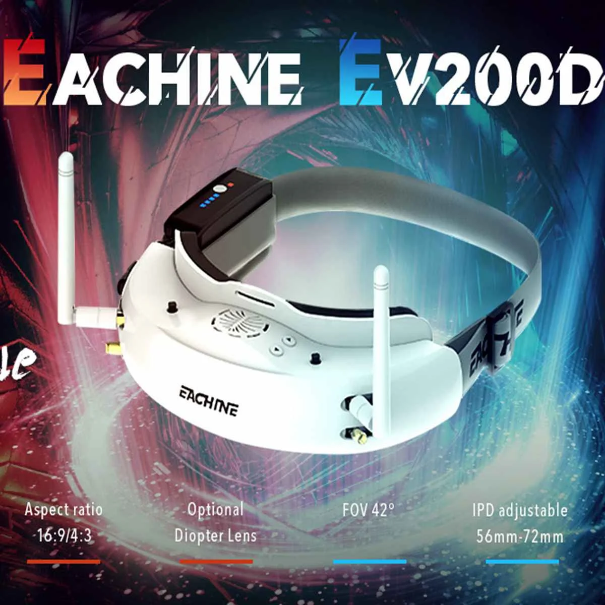 

Eachine EV200D 1280*720 5.8G 72CH HD Port in 2D/3D Built-in DVR True Diversity FPV Goggles For RC Racing Mini Drone Spare Parts