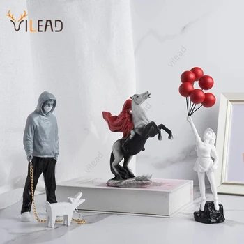 Vilead Banksy Skulptur Sammlung: Blumenwerfer Statue im Stil der Pop Art, moderne Ballonmädchen Figur für Büro und Zuhause, Straßenkunst Dekoration