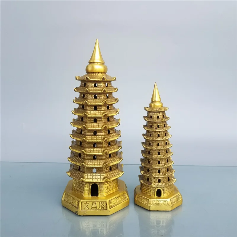 

Brass Nine-Story Wenchang Pagoda Decoration Brass 9-Layer Wenchang Tower Home Living Room Office Study Decoration