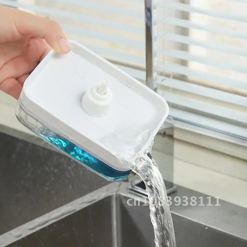 

Kitchen Dish Liquid Soap Press Box with Sponge Holder Multiful Soap Pump Dispenser Box Home Cleaner Container 330ML