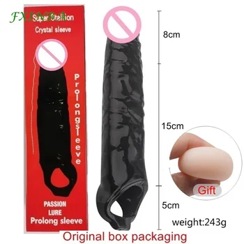 FXINBA 28cm/11 inches Reusable Penis Sleeve Big Penis Extender Condom Cock Extension Sex Toys For Men Enlargement Time Delay 6