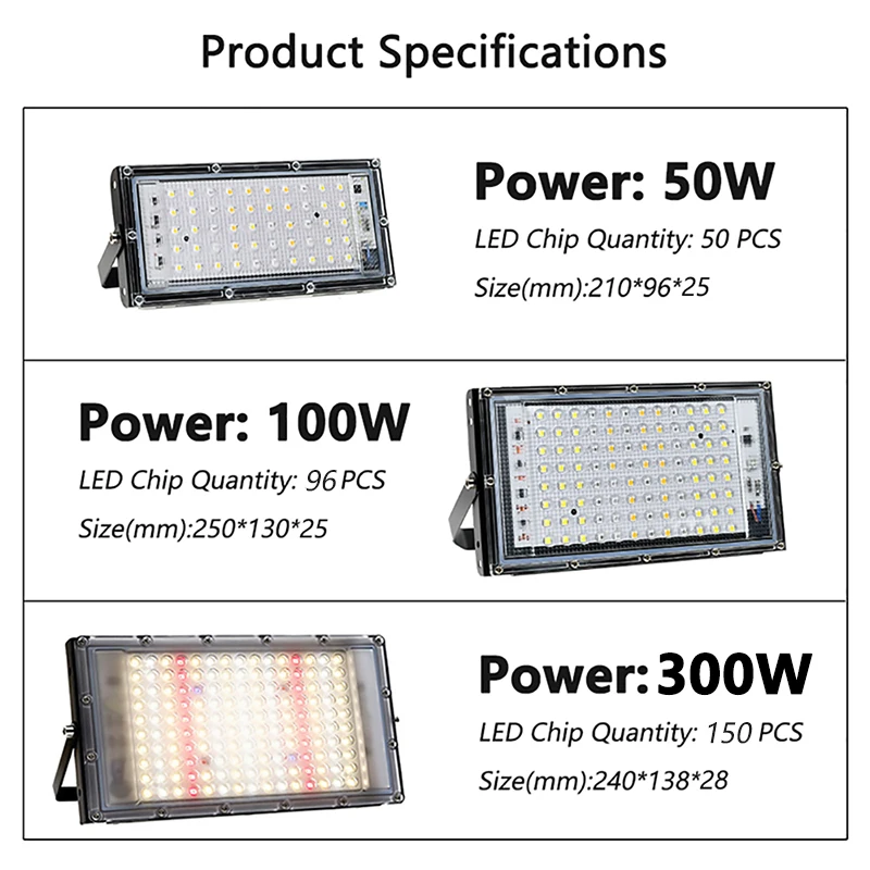 50W 100W 150W LED Grow Light With Tripod Stand Full Spectrum Sunlike LED Phyto Lamp For Indoor Greenhouse Plant Growth Lighting