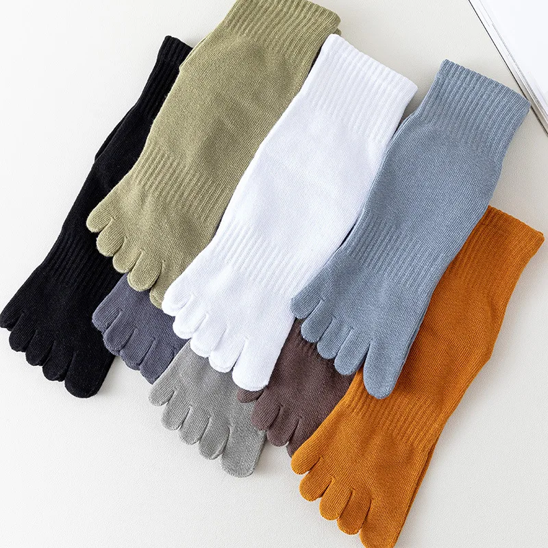 5 Pairs Socks Men Women Five Finger Sock Japanese Style Solid Black White Anti-Friction Compression Sport Bike Running Toe Socks