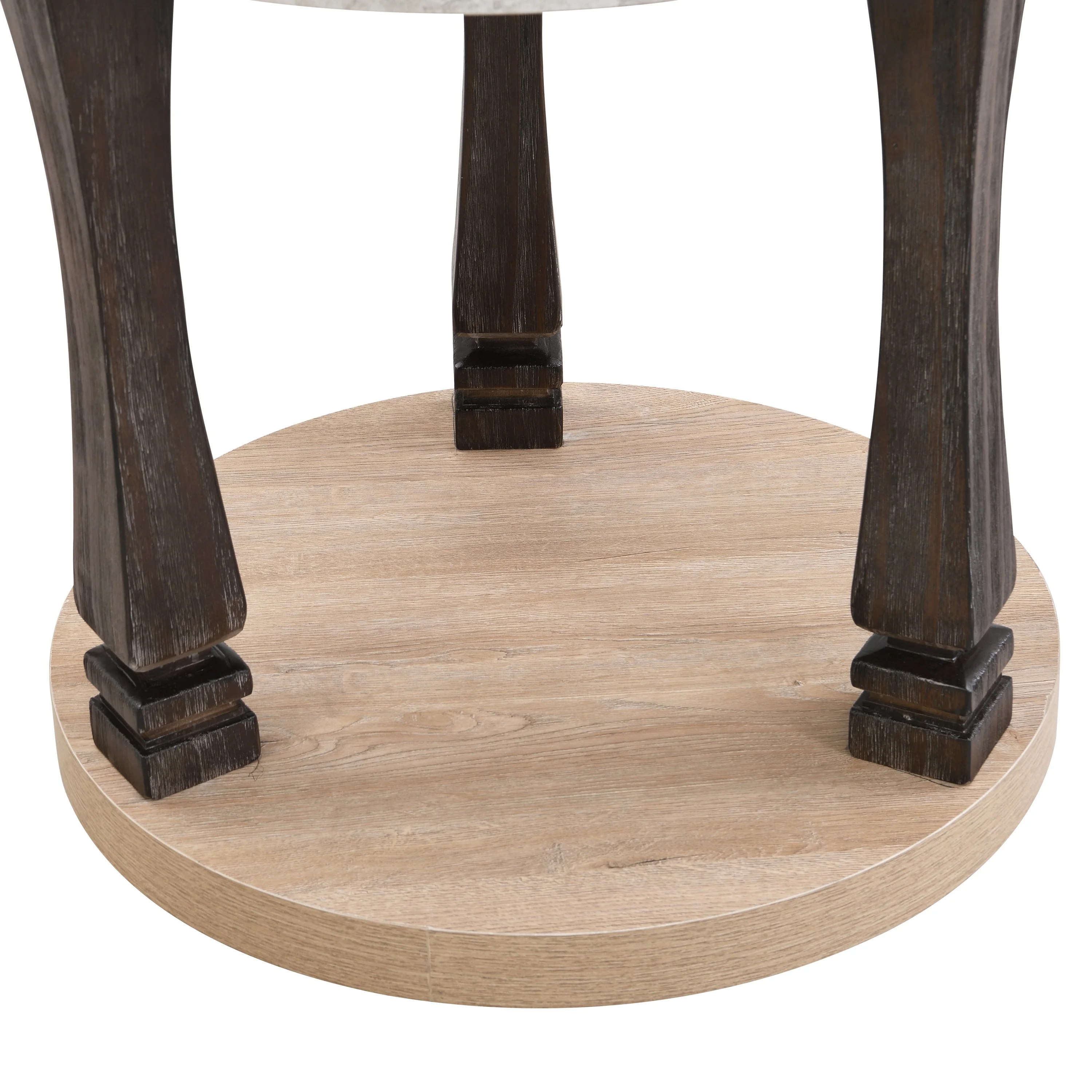 Mid-Century 2-Tier Round Side Table& Nightstand with Storage Shelf, Antique Grey