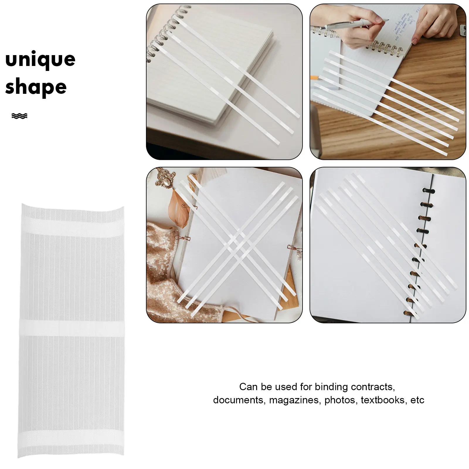 책 제본용 접착 스트립 50개, 열 접착 테이프 수리 용품, 폭 0.6cm, 강력 접착, 공예, 사무실, 학교 프로젝트용