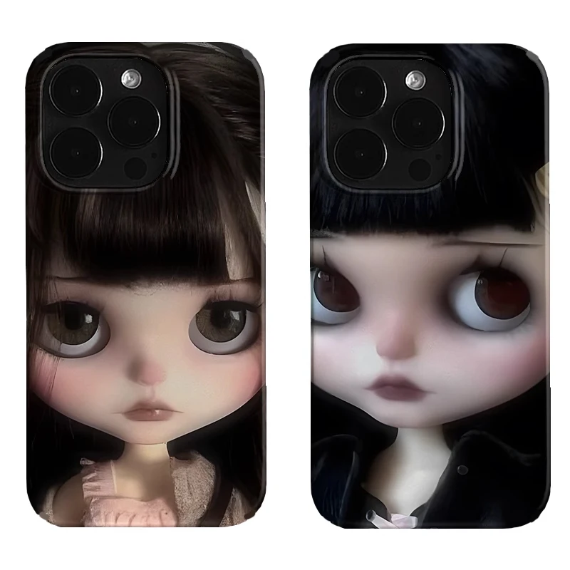 Dark Cute Girl Doll Art Personalized Cartoon Phone Case - Y2K Design Cover