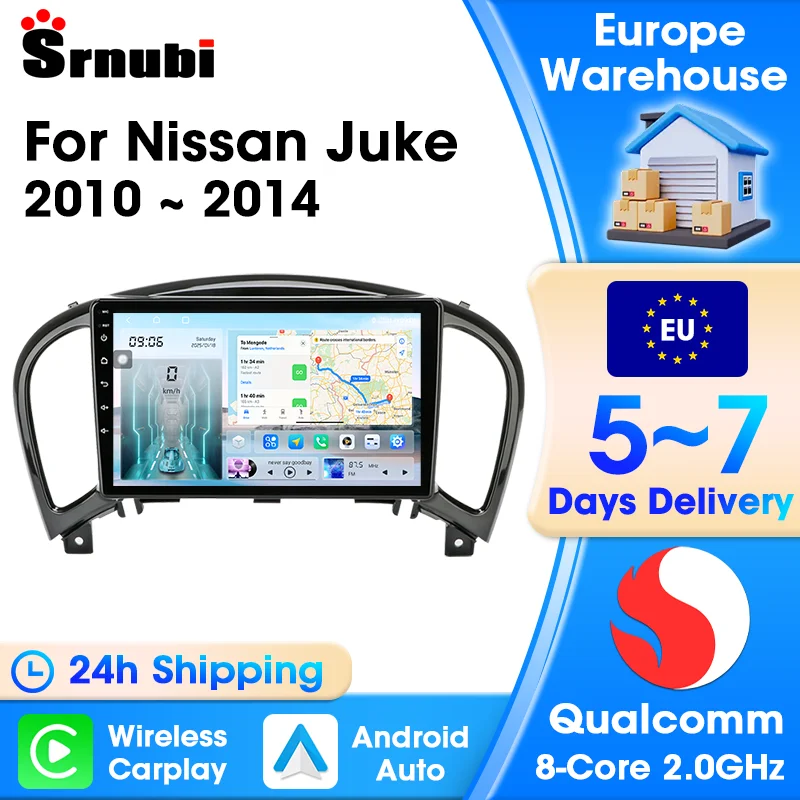 Srnubi Radio de coche para Nissan Juke YF15 2010 - 2014 Carplay 4G reproductor de vídeo Multimedia navegación GPS WIFI Android Auto Autoradio 1