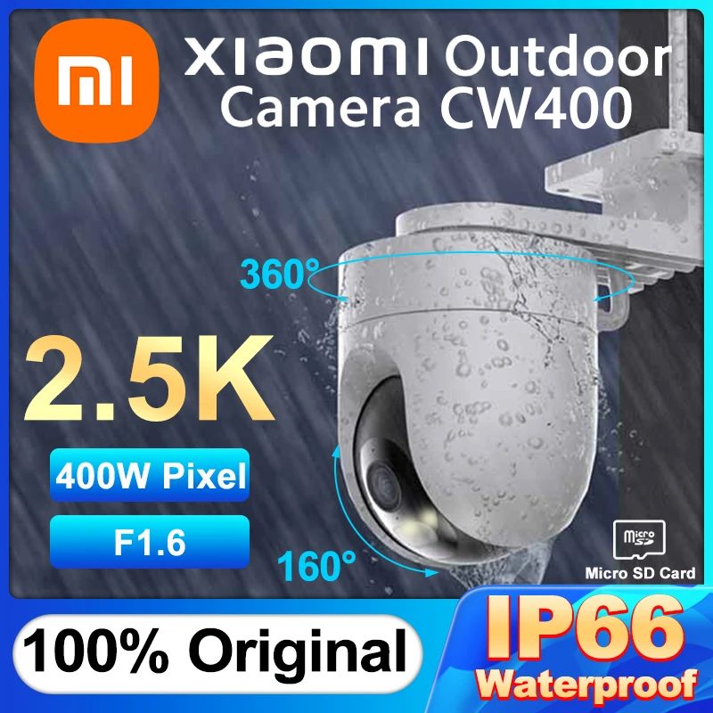 Xiaomi Outdoor Camera Cw400 Ip66 Waterproof 2.5k Hd Wifi 360° 160